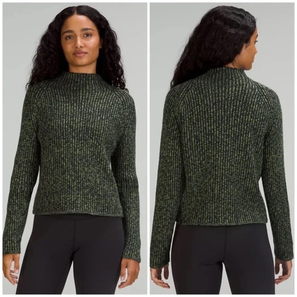 Lululemon Cashmere Merino Wool‎ Blend Mock Neck Turtleneck Knit Sweater Chunky